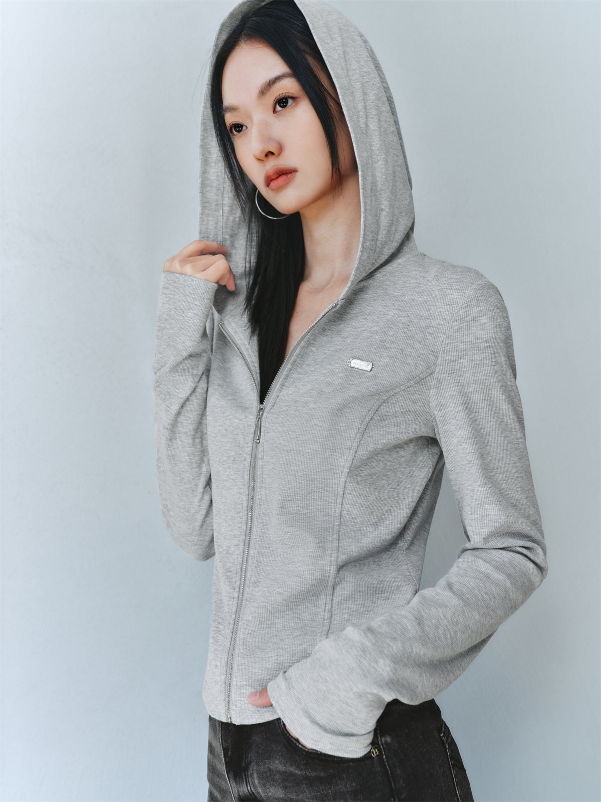 Women's Slim-Fit Contoured Panel Hooded Sweatshirt