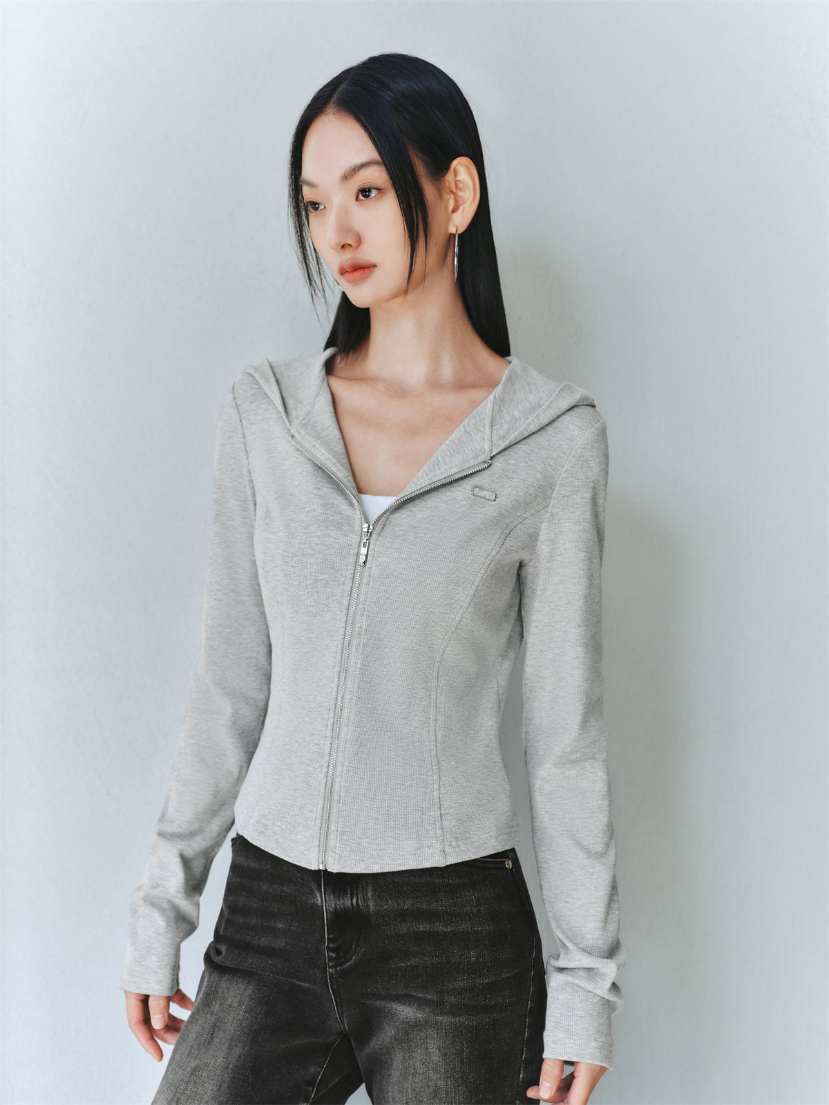 Women's Slim-Fit Contoured Panel Hooded Sweatshirt