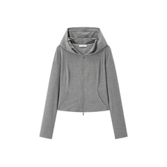 Women's Casual Hooded Slim-Fit Sweatshirt Jacket