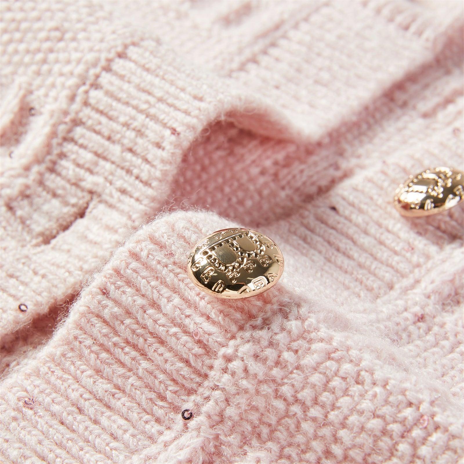 Women's Pink Cable Knit Cardigan