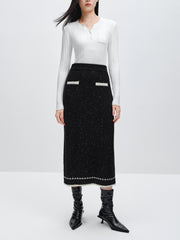 Women's Textured Midi Skirt