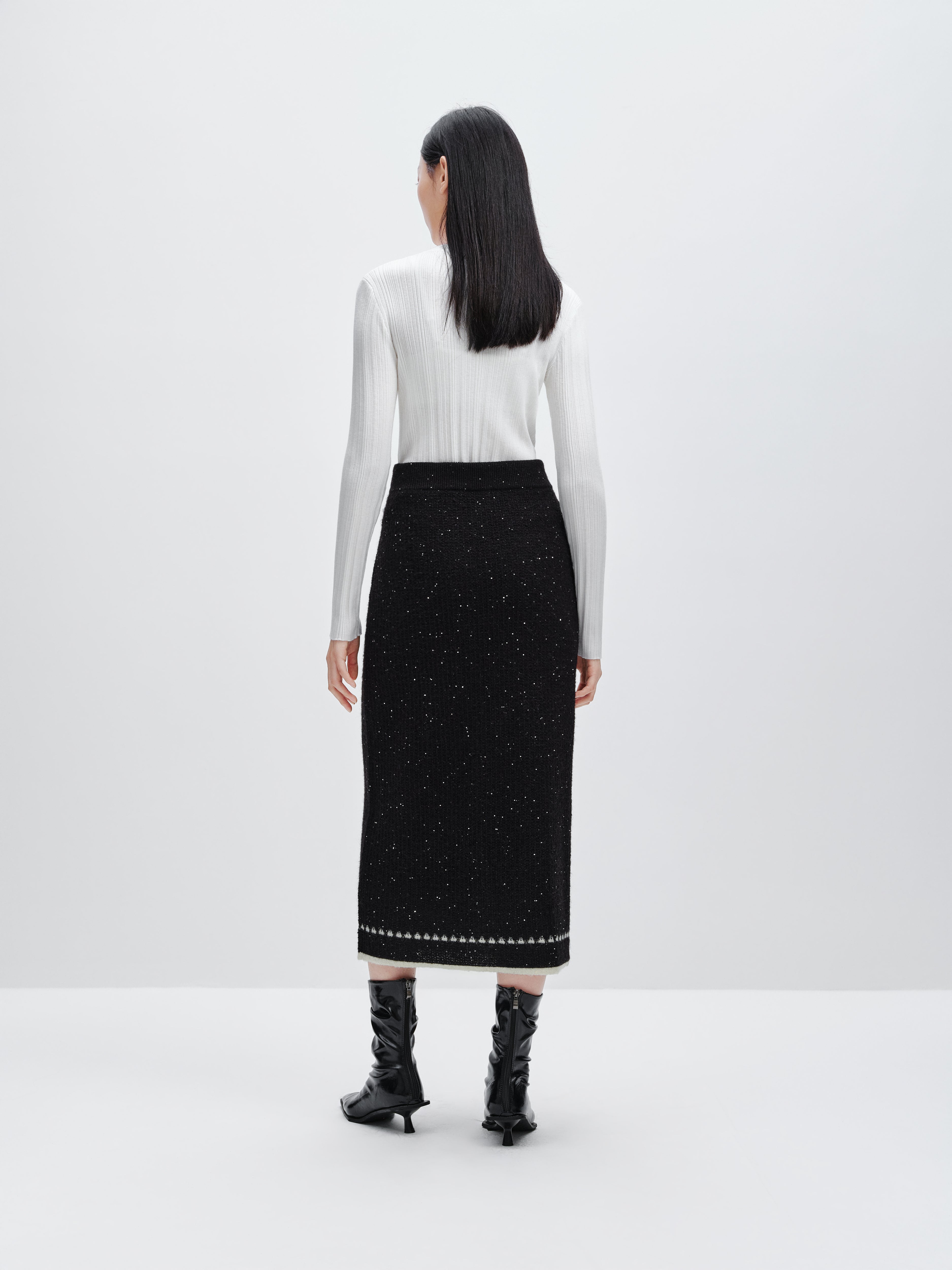 Women's Textured Midi Skirt