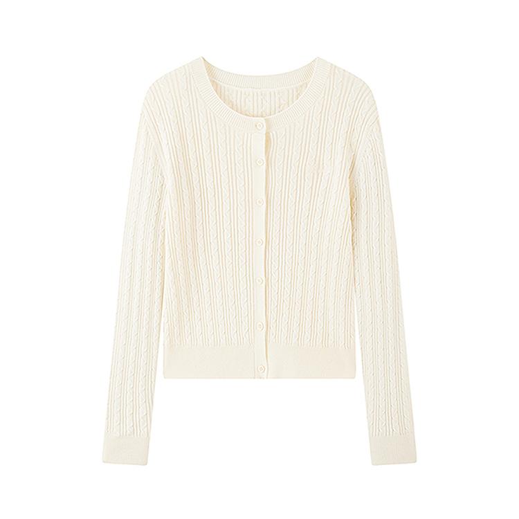 Women's Cable Knit Cardigan With Wool