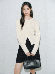 Women's Cable Knit Cardigan With Wool