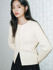 Women's Cable Knit Cardigan With Wool