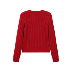 Women's Cable Knit Cardigan With Wool