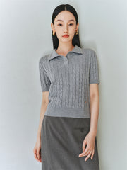 Women's Cable Knit Short-Sleeve Top