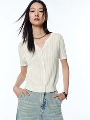 Women's Acetate Blend Knit Cardigan with Metallic Thread