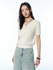 Women's Acetate Blend Knit Cardigan with Metallic Thread