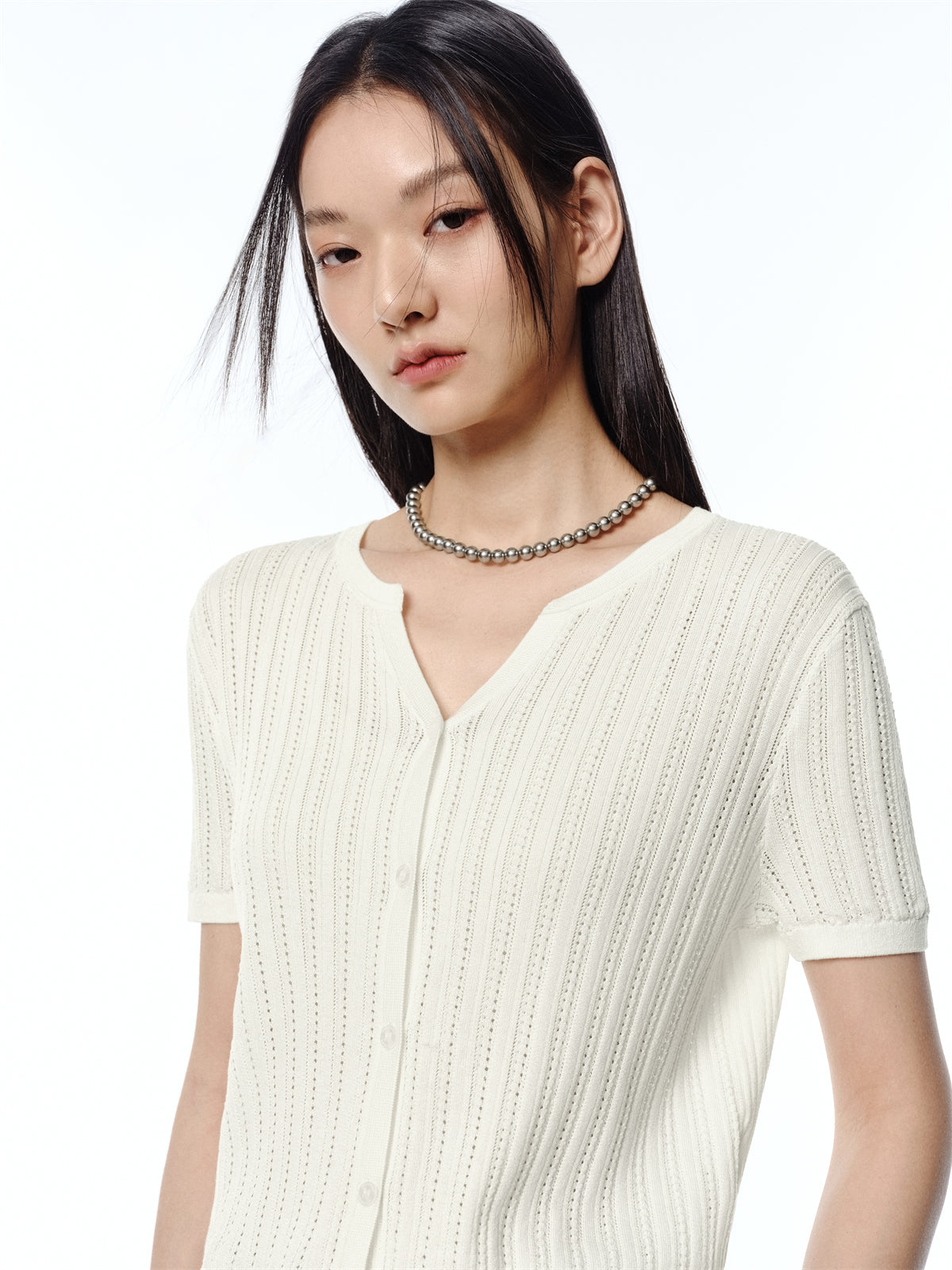 Women's Acetate Blend Knit Cardigan with Metallic Thread