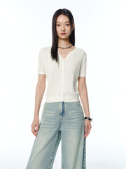 Women's Acetate Blend Knit Cardigan with Metallic Thread