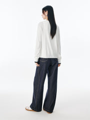 Women's Wool-Blend Knit Cardigan with Contrast Accents