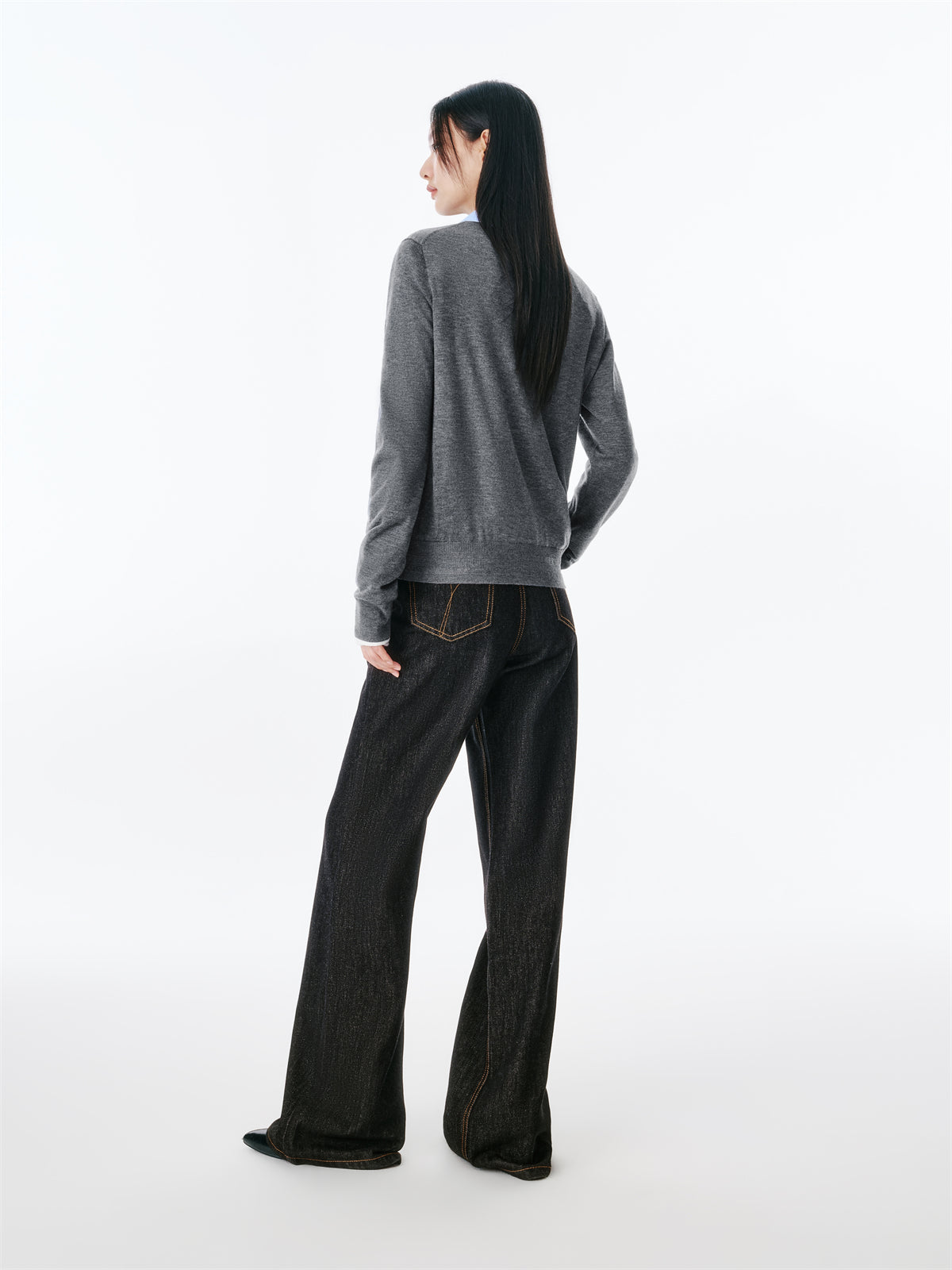 Women's Wool-Blend Knit Cardigan with Contrast Accents