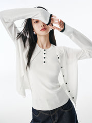 Women's Wool-Blend Knit Cardigan with Contrast Accents