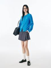Women's Wool-Blend Knit Cardigan with Contrast Accents
