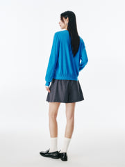Women's Wool-Blend Knit Cardigan with Contrast Accents