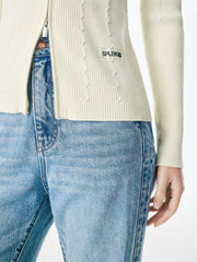 Women's Cable-Knit Collared Two-Way Zip Cardigan
