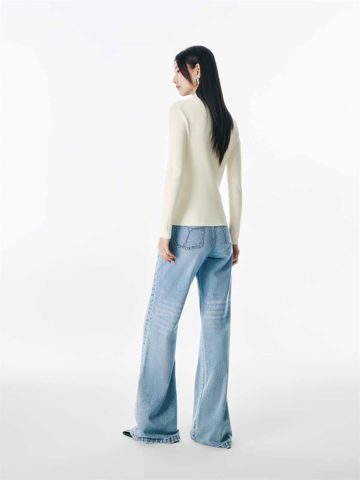 Women's Cable-Knit Collared Two-Way Zip Cardigan