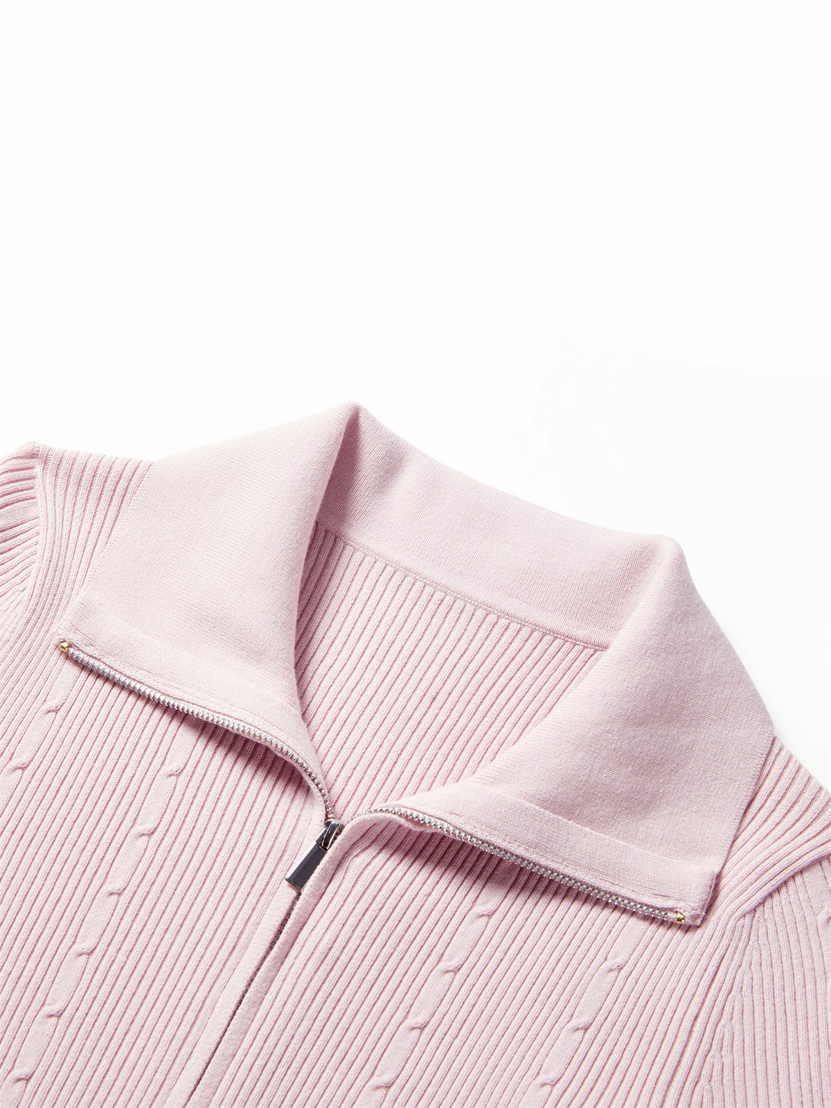 Women's Cable-Knit Collared Two-Way Zip Cardigan