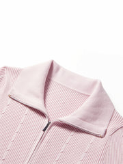 Women's Cable-Knit Collared Two-Way Zip Cardigan