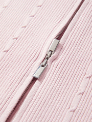 Women's Cable-Knit Collared Two-Way Zip Cardigan