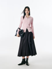 Women's Cable-Knit Collared Two-Way Zip Cardigan