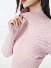 Women's Cable-Knit Collared Two-Way Zip Cardigan