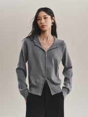 Women's Hooded Double-Zip Knit Cardigan