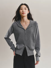 Women's Hooded Double-Zip Knit Cardigan
