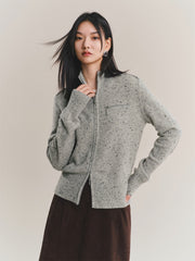 Women's Wool-Blend Mock-Neck Knit Cardigan