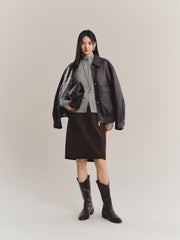 Women's Wool-Blend Mock-Neck Knit Cardigan