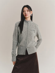 Women's Wool-Blend Mock-Neck Knit Cardigan