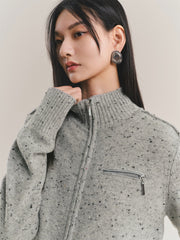 Women's Wool-Blend Mock-Neck Knit Cardigan