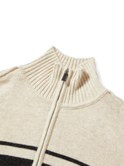 Women's Mock-Neck Colorblock Striped Knit Cardigan