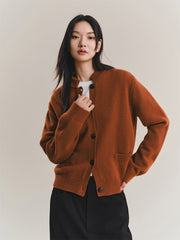 Women's Pure Wool Solid Knit Cardigan