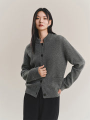 Women's Pure Wool Solid Knit Cardigan