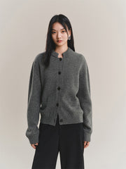 Women's Pure Wool Solid Knit Cardigan