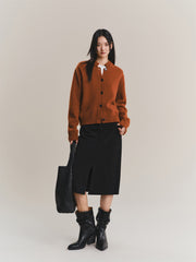 Women's Pure Wool Solid Knit Cardigan