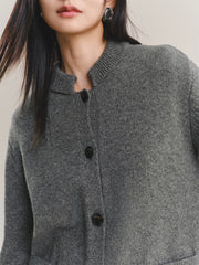 Women's Pure Wool Solid Knit Cardigan