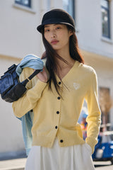 Women's Short V-Neck Embroidered Cardigan