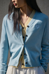 Women's Short V-Neck Embroidered Cardigan