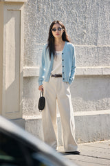 Women's Short V-Neck Embroidered Cardigan