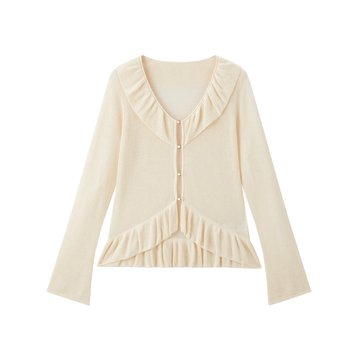 Women's Cropped Ruffle Knit Cardigan
