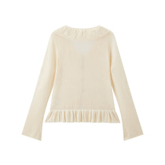 Women's Cropped Ruffle Knit Cardigan