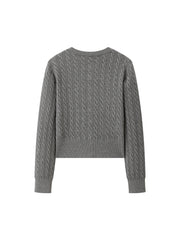 Women's Grey Cable-Knit Cropped Cardigan
