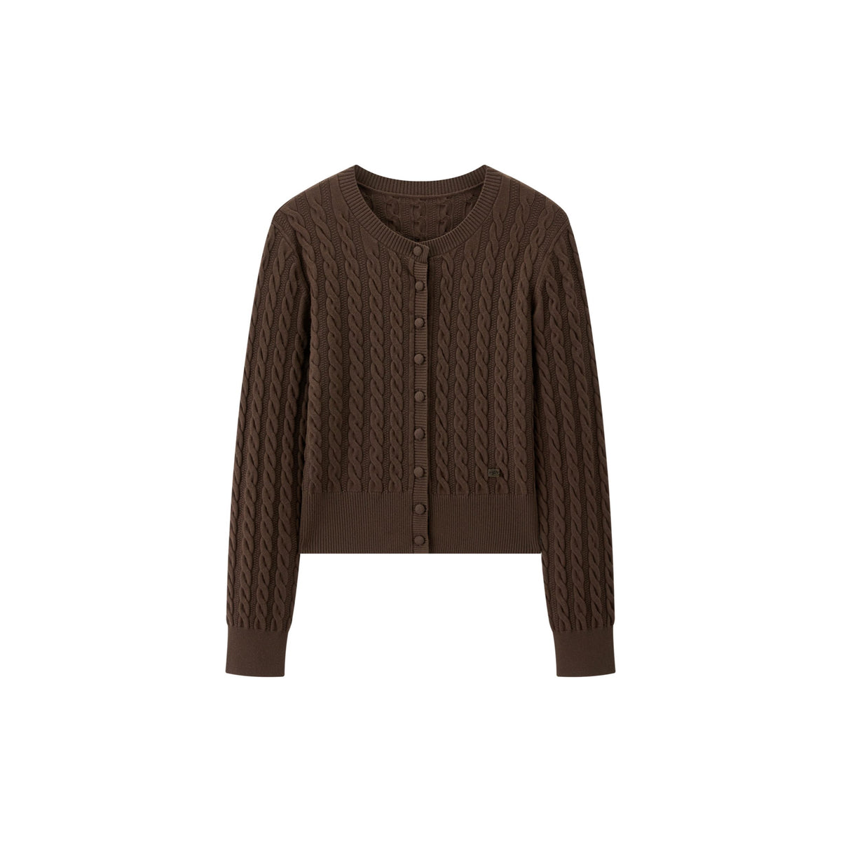 Women's Grey Cable-Knit Cropped Cardigan