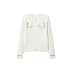 Women's Chanel-Style Diamond-Pattern Knit Cardigan