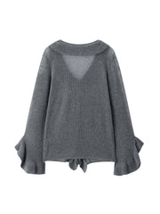 Women's Elegant Ruffle-Trim Knit Cardigan