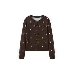 Women's Vintage Polka-Dot Knit Cardigan