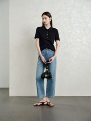 Women's Antibacterial Polo-Style Knit Top